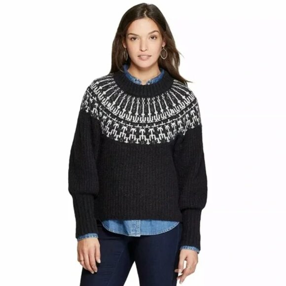 Universal Thread Sweaters - Universal Threads Dark Gray Fair Isle Pullover Thick Knit Sweater XXL Plus